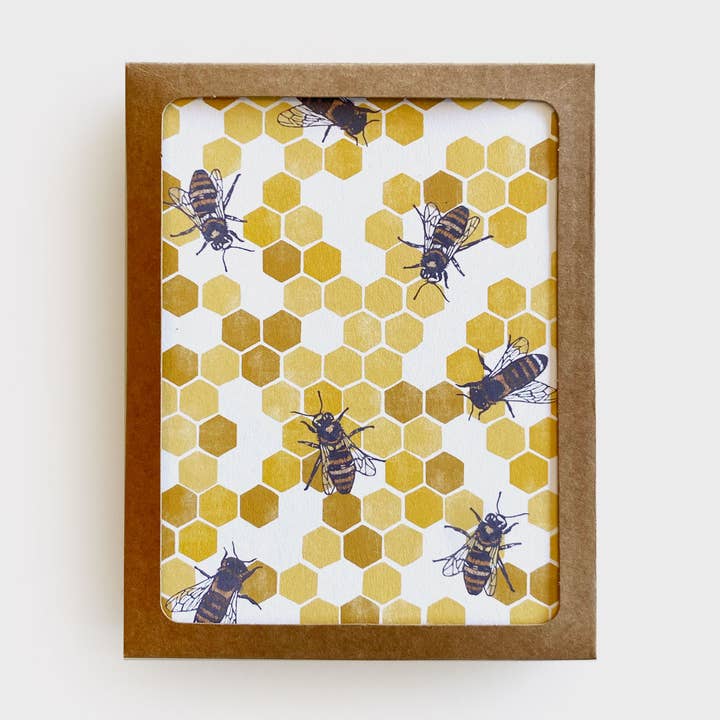Honeybee Everyday Boxed Card Set van 8 voor wholesale door Root & Branch Paper Co.