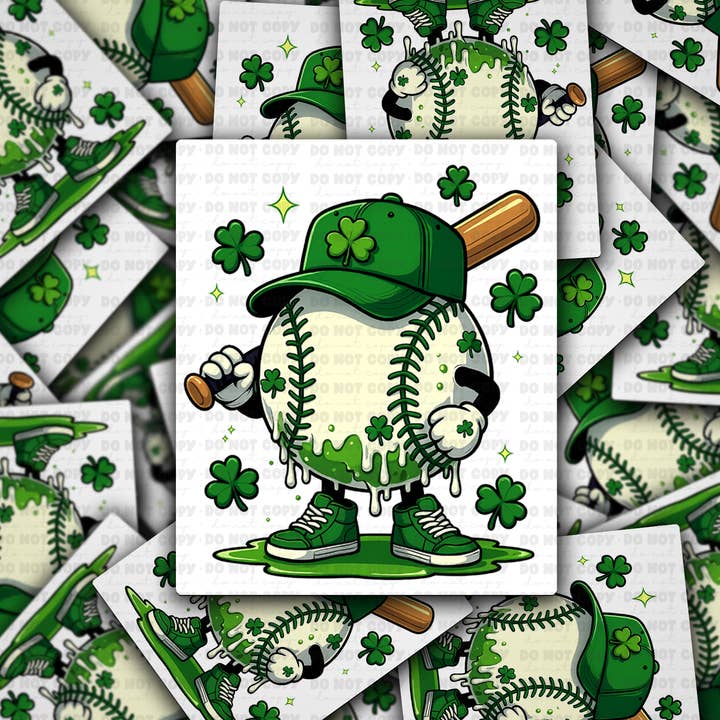 DS - 2627 Baseball drip St. Patrick's Die Cut sticker for wholesale by It's Transfer Time