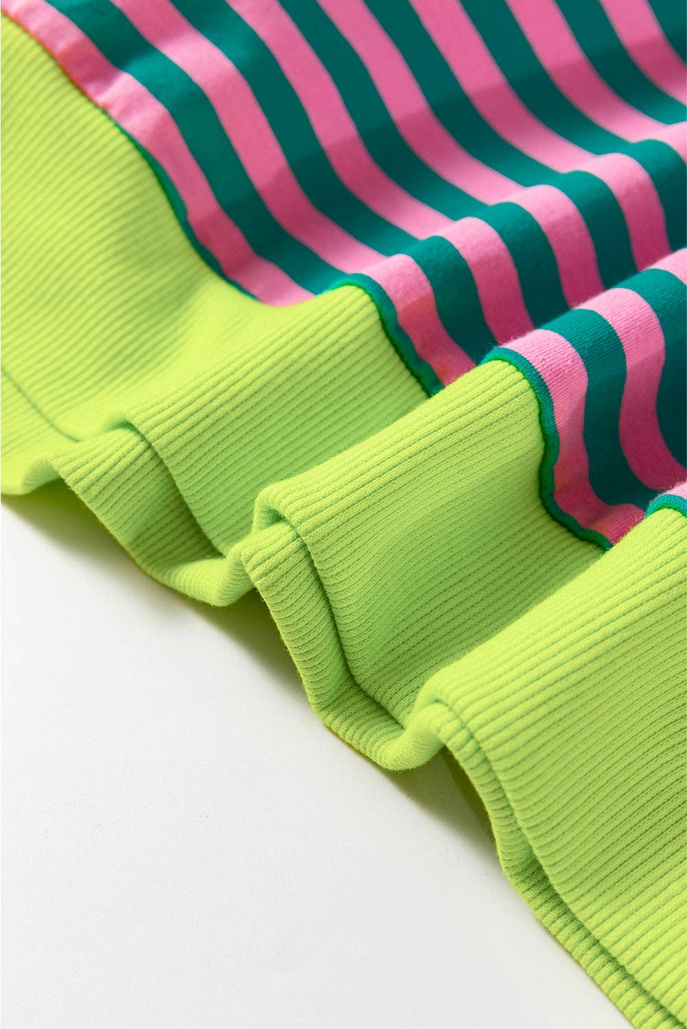 Green Stripe Oversized Colorblock Striped Pullover Sweatshirt for Women for wholesale on Faire19
