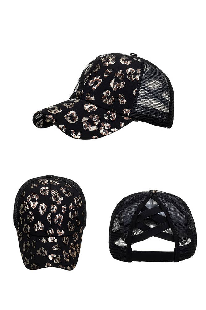 UNISHE - Wholesale Baseball Cap - Women's - Foil Leopard Print Baseball Cap ZMM0046