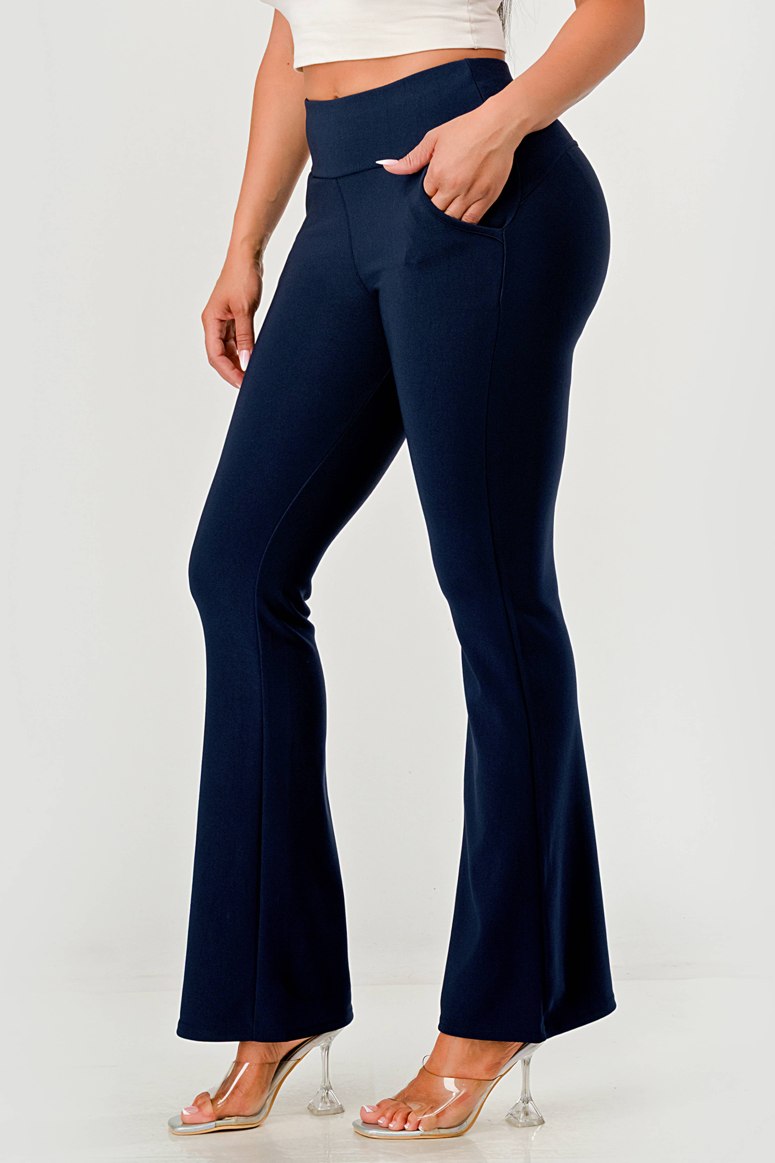 REDFINCH APPAREL INC - Wholesale Pants - Women's - Womens Tummy Control Butt Sculpting Flare Pants With Pockets22