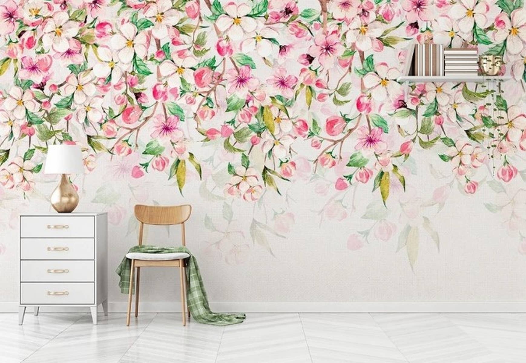 GK Home Decor - Wholesale Wallpaper - Floral Pattern Pink Garden Flowers Removable Wallpaper