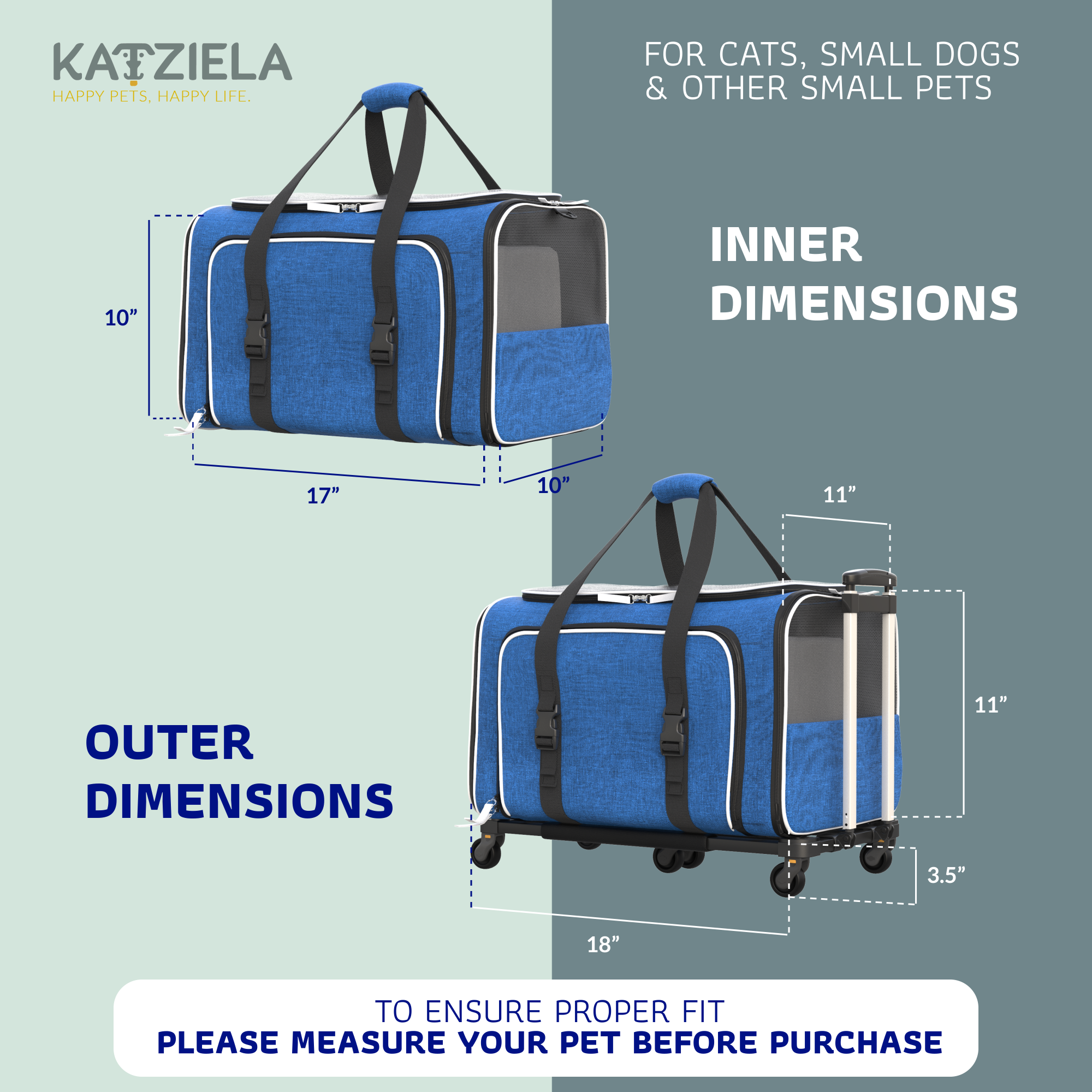 Katziela - Venta al por mayor Transportín - Gatos y perros - Transportadora para mascotas Katziela Rolling Rover con ruedas, expandable y autorizada para aerolíneas34