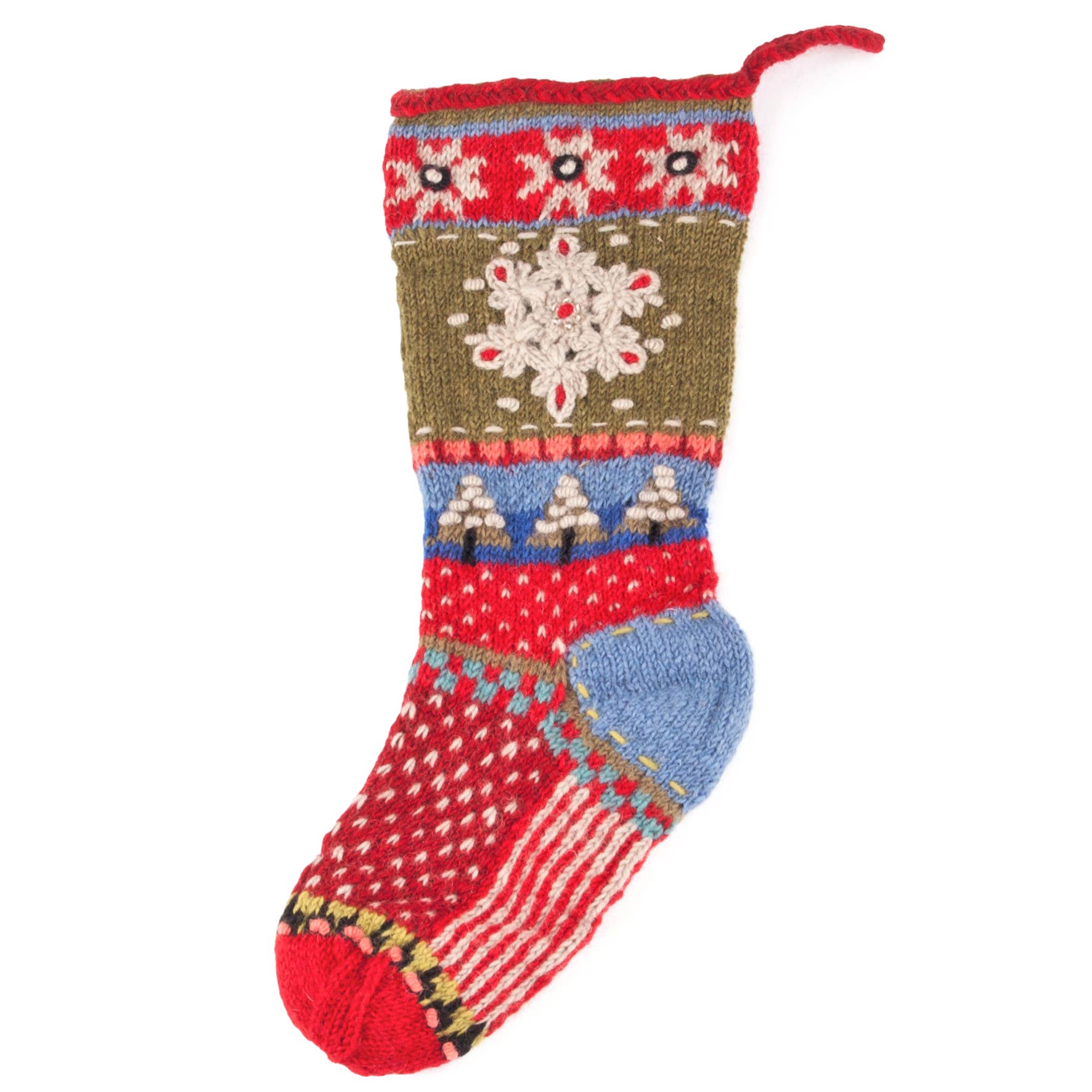 Lost Horizons Canada - Wholesale Holiday Stocking - Snowflake Christmas Stocking – Nordic Knit Holiday Design