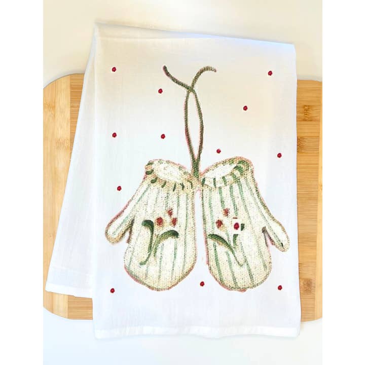 Let It Snow Mittens Kitchen Towel for wholesale by Pamela Cassidy Designs