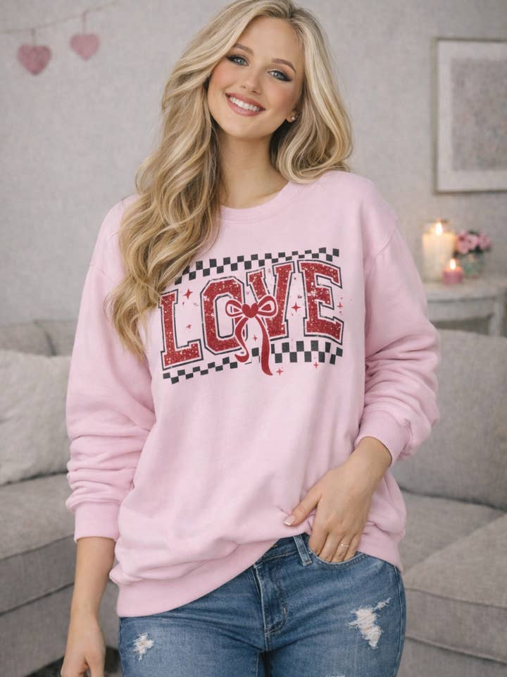 Coquette Retro Love Valentines Day Sweatshirt for wholesale by Blue & Willow