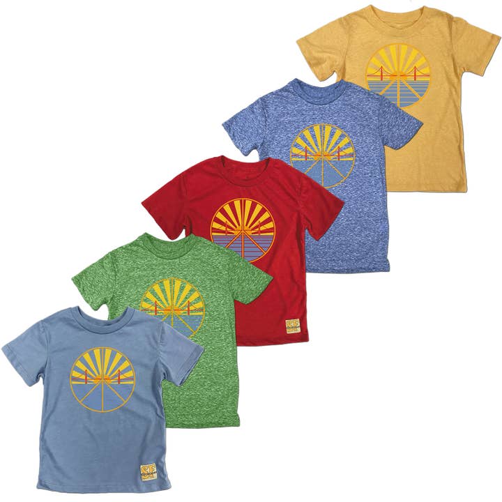Golden Gate Bridge Sunrise Peace Kids Tee for wholesale by SF Mercantile