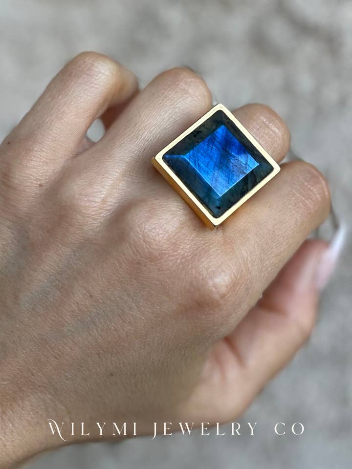 PRESENCE Labradorite 20mm Square Cut | 24k GF | Adjustable for wholesale by WILYMI Jewelry Co