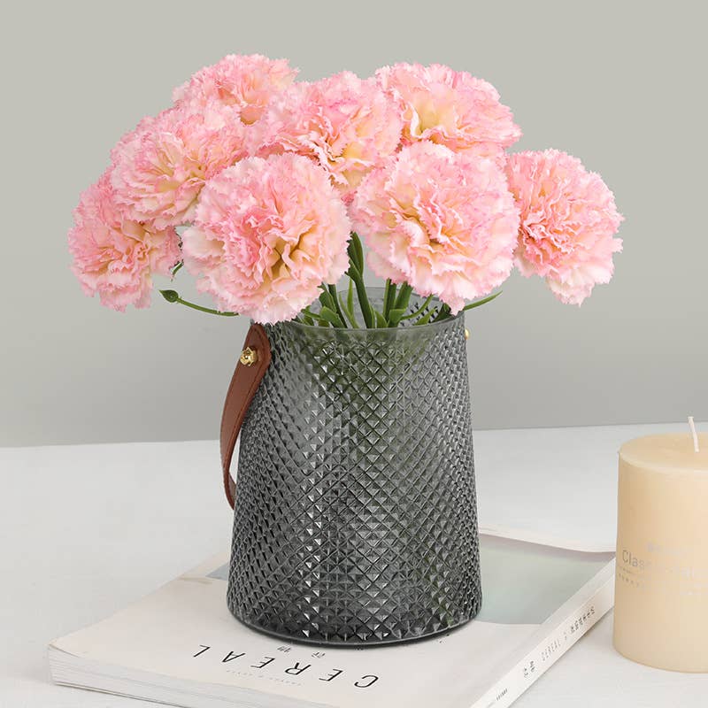 ACNITE(We cover U.S. import duties) - Vente Fleurs artificielles - Fleurs artificielles œillet rose réaliste 28 cm - Cadeau pour elle0