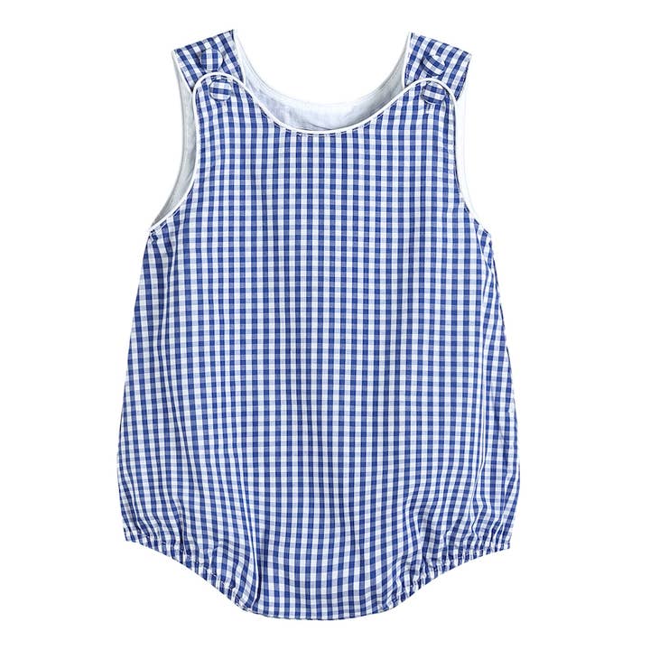 Lil Cactus - Wholesale Bodysuit (Non-Footed) - Baby - Classic Dark Blue Gingham Baby Bubble Romper