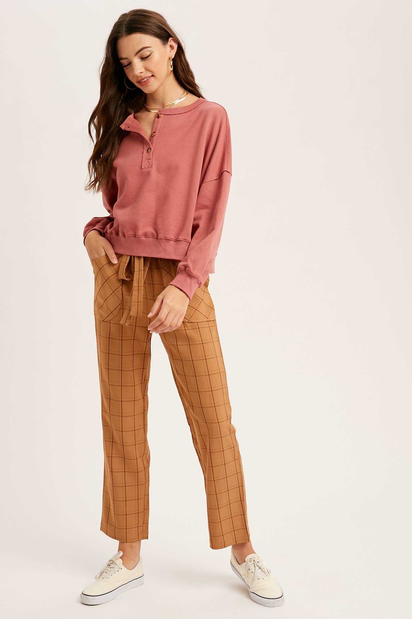 Listicle - Wholesale Knit Top - Women's - Henley Button Soft Knit Top LT11129