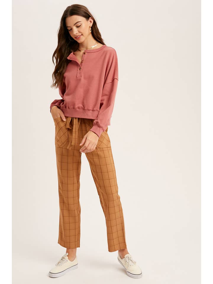 Listicle - Wholesale Knit Top - Women's - Henley Button Soft Knit Top LT11129