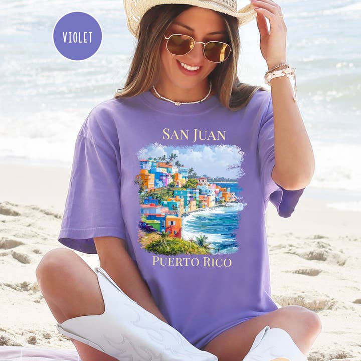 T-shirt Comfort Colors San Juan Porto Rico pour la vente par CindyL Boutique