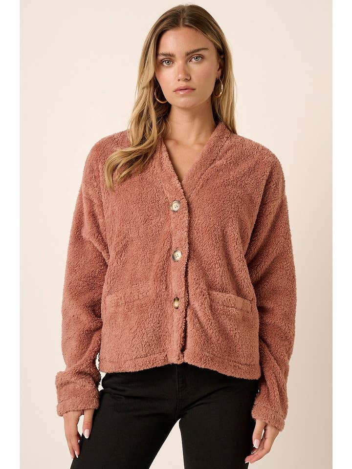 mittoshop – Großhandel Strickjacke – Damen – CARDIGAN AUS PELZ MIT KNOPFLEISTE