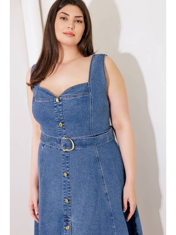 A washed denim midi dress - FD1227-P for wholesale on Faire