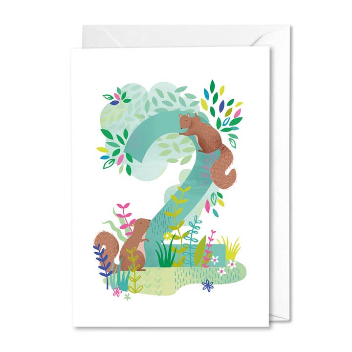 Age 2 Forest Friends Card for wholesale by Middle Mouse