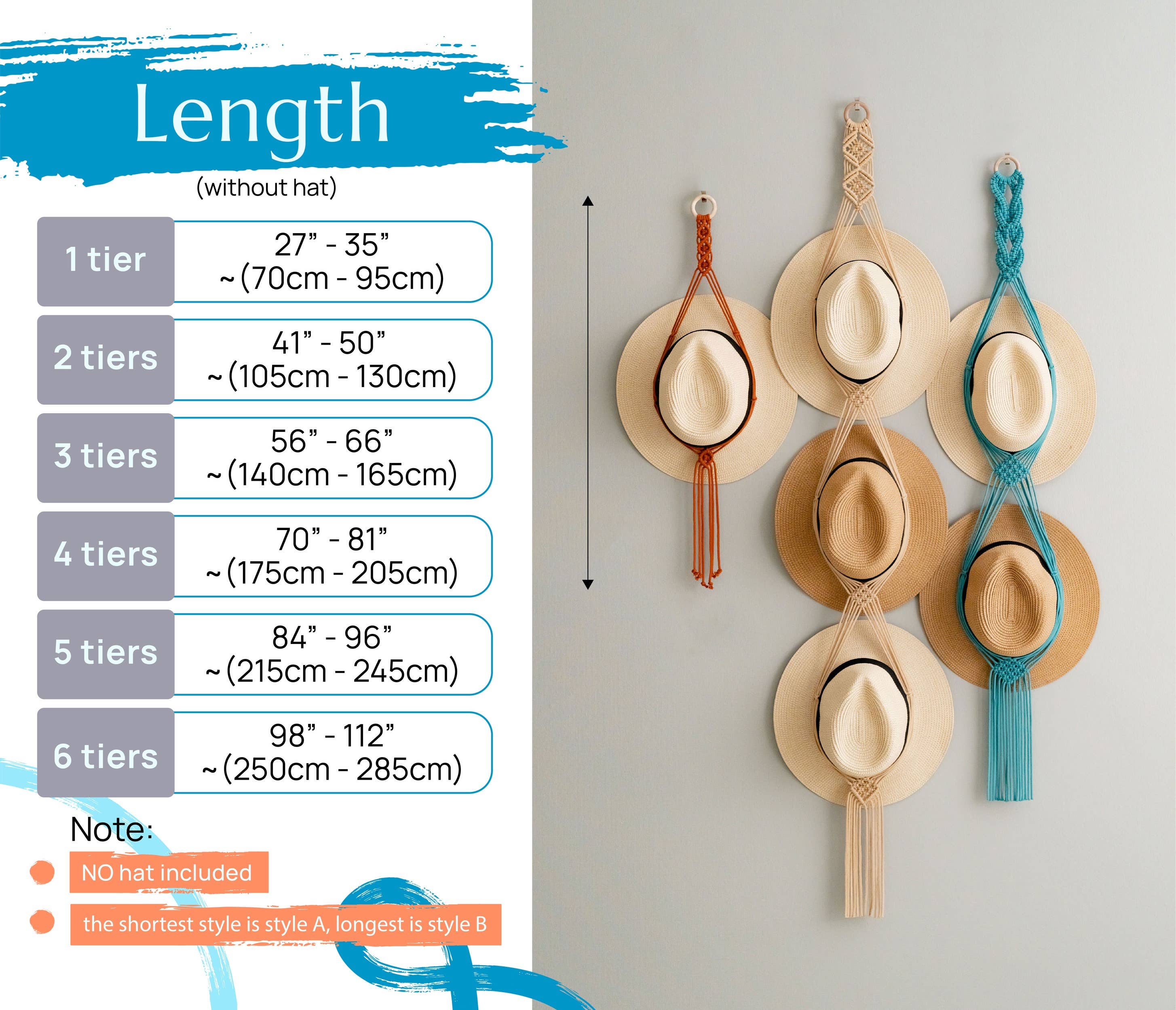 BeanDaikon - Wholesale Hat Rack - Boho Macrame Hat Hanger, Hat Organizer H014