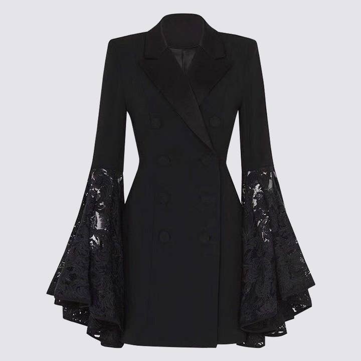 Black BL062 Suit Evening Dress Lace Sleeve Blazer for wholesale on Faire