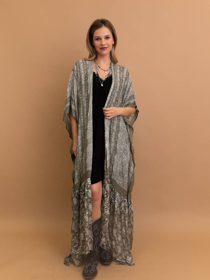 Leto Accessories - Wholesale Kimono - Women's - Free Flow Paisley Longline Kimono - Bestseller 😍11