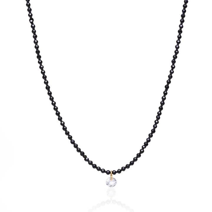 Semi-Precious Beaded Necklace with Floating CZ for wholesale by Tai Jewelry