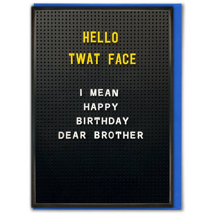 Brainbox Candy – wholesale Birthday card – Sale Funny Brother Card - Twat Face Birthday Brother