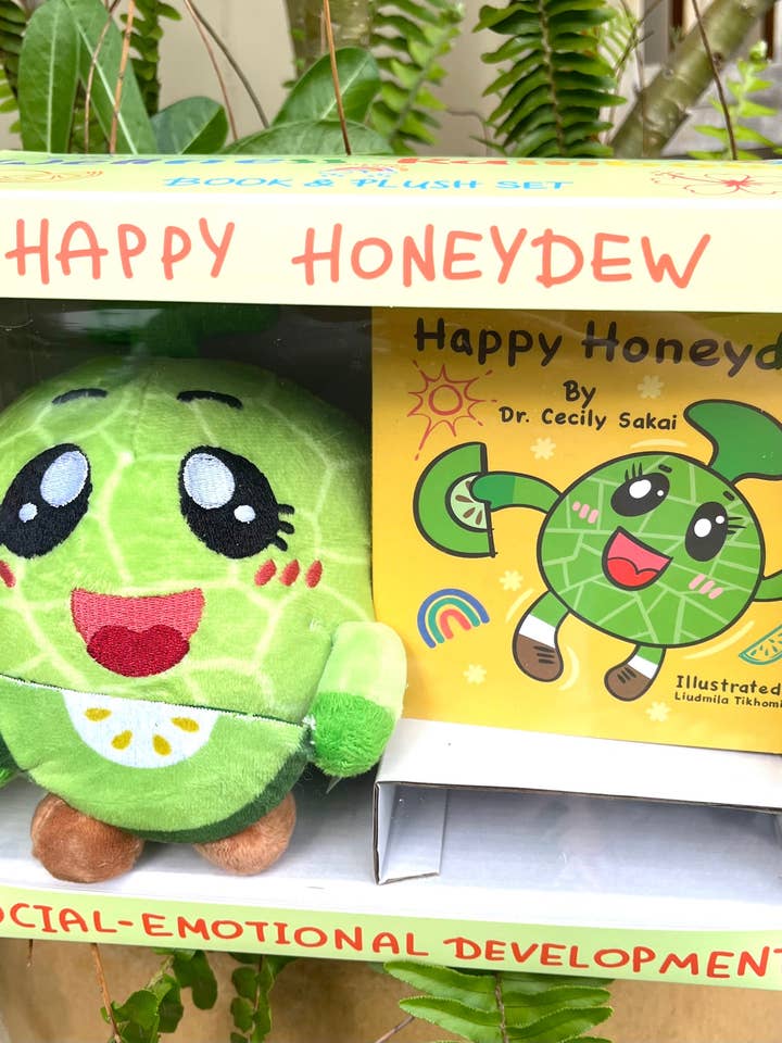 Happy Honeydew Stuffed Animal & Book for wholesale by Wellness Rainbow