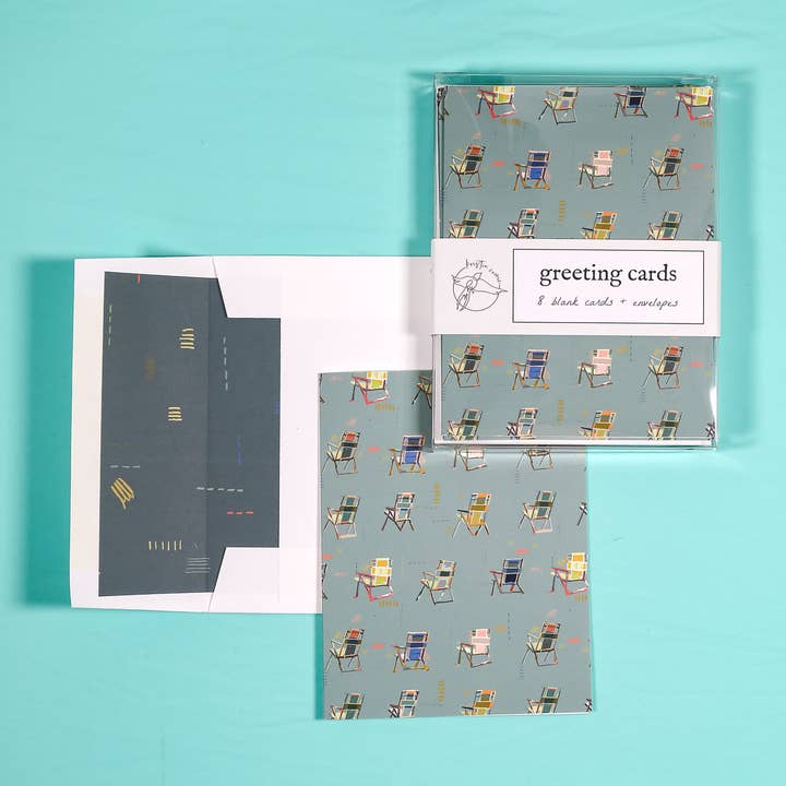 Kristin Cronic Studio - Wholesale Stationery/Notecard Set - Set of Eight "Happy Place"  Greeting Cards | Teal Color0