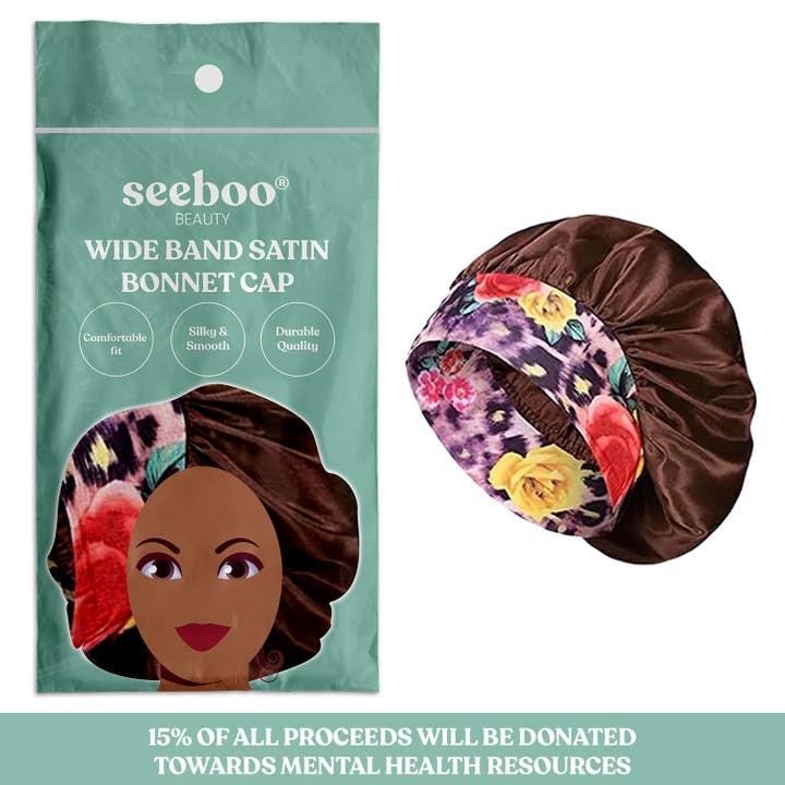seeboo - Wholesale Sleep Cap / Bonnet - Women's - Wide Band Satin Bonnet Cap - Coffee