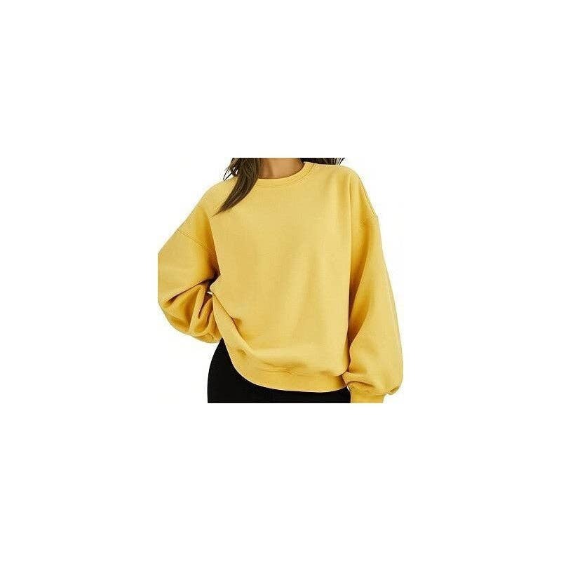 FurDecoration – wholesale Sweatshirt – Women's – Solid Color Loose Crewneck Sweatshirt4