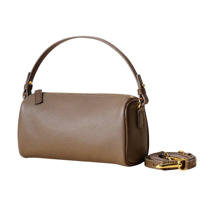 Sac en cuir Avery Barrel - Taupe pour la vente par Sea Marie Designs