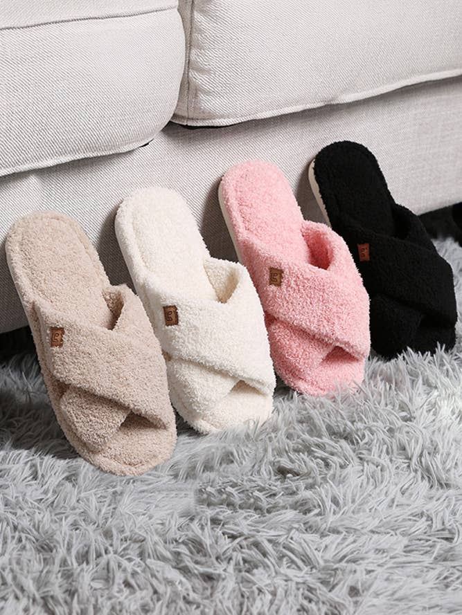 Solid Criss Cross Winter Slippers for wholesale by Hana