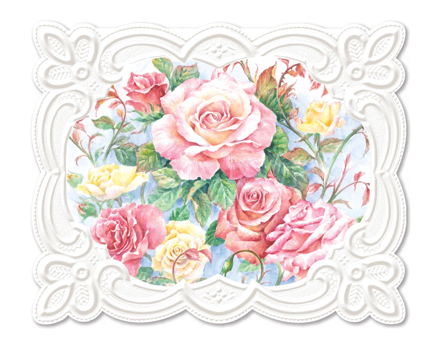 Carol Wilson Fine Arts Inc./For Arts Sake - Vente Assortiments de papeterie/cartes - Carte-notes en boîte découpée en relief Roses In Bloom NC2