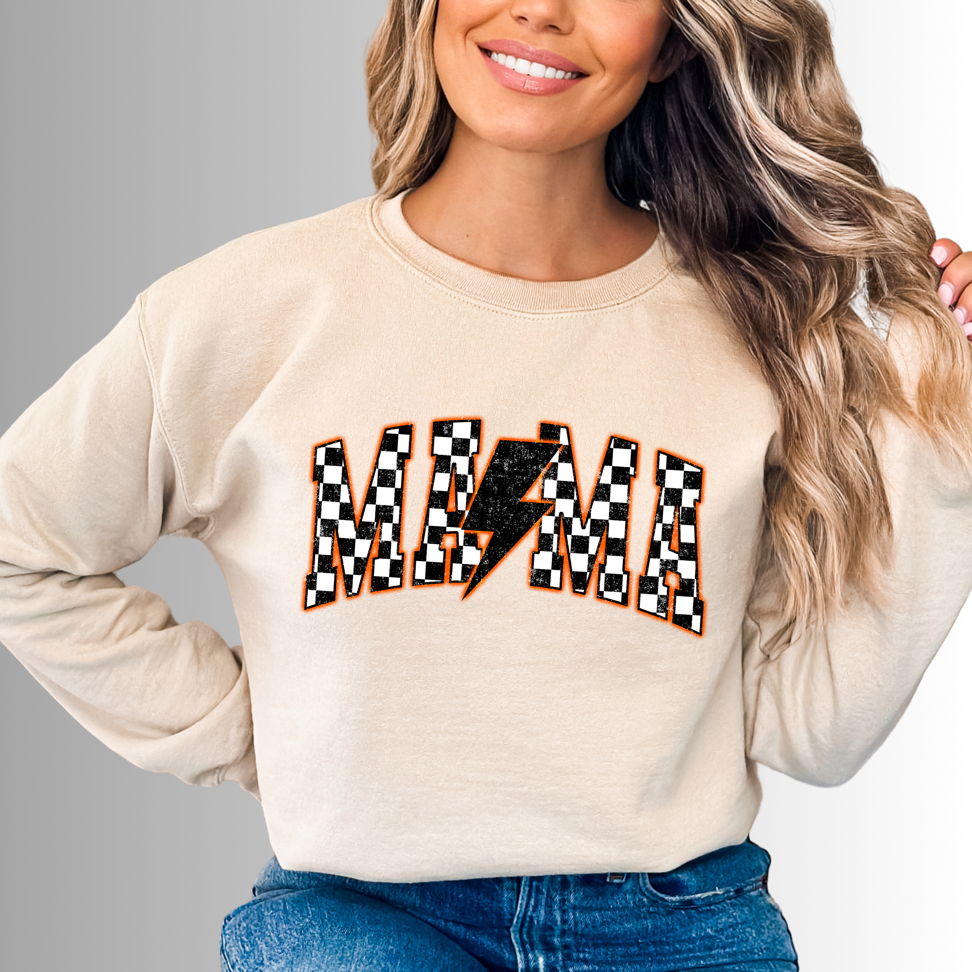 Wholesale Neon Orange Mama Checkered for your store - Faire