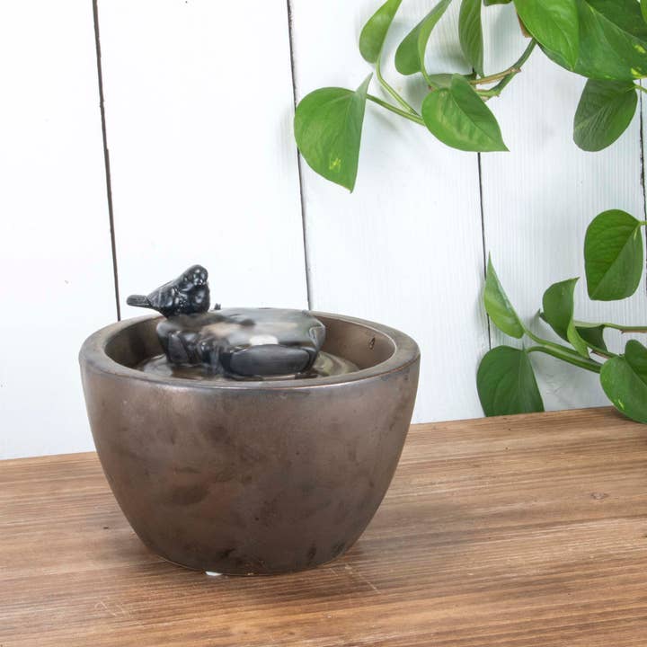 Foreside Home & Garden - Wholesale Outdoor Ornament/Decor - Bronze Bird on Leaf Garden Water Fountain with Pump7