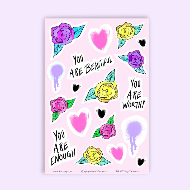 You Are Worthy Sticker Sheet for wholesale by Timmery