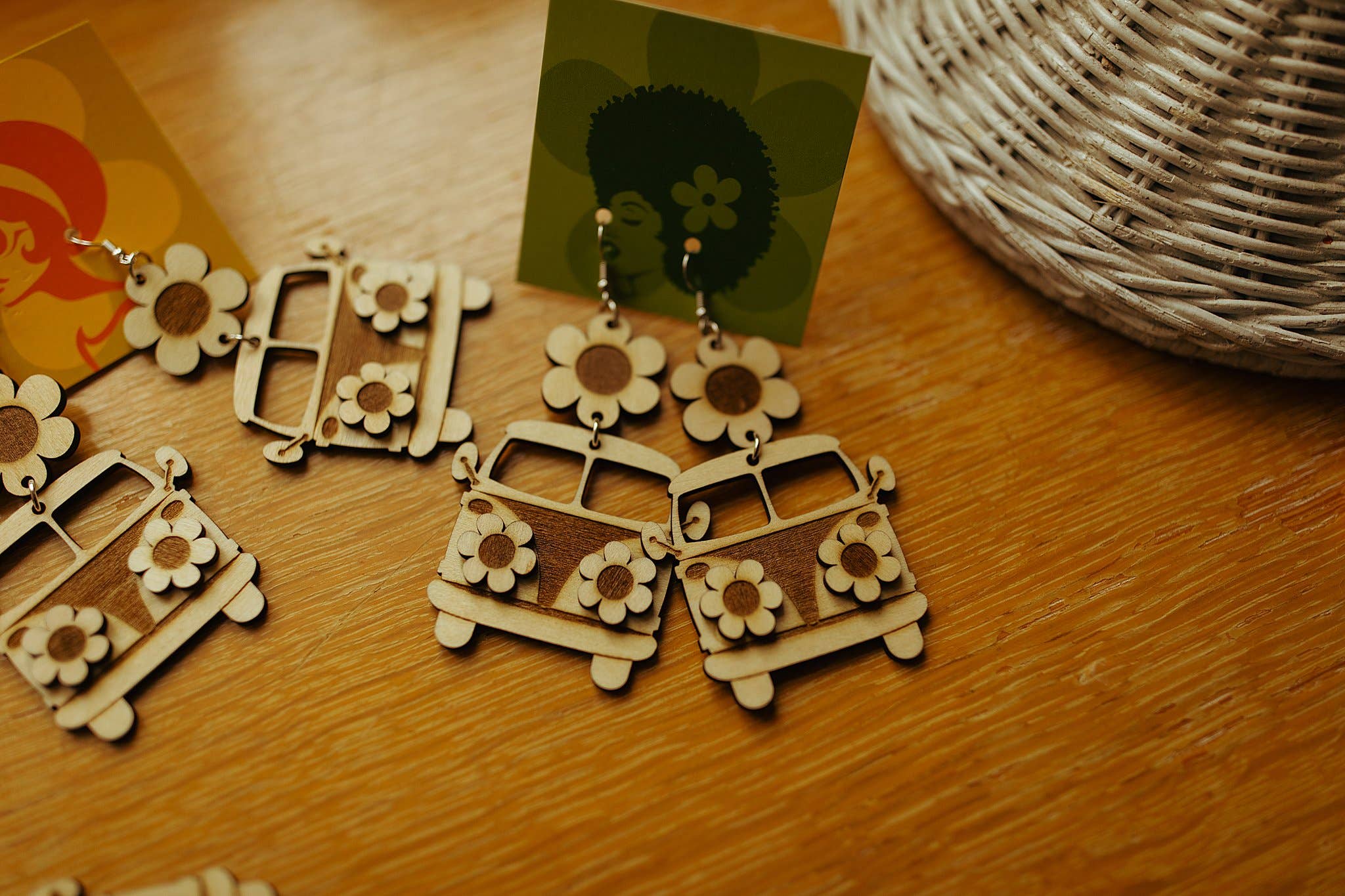 Chicka & Co - Wholesale Dangle Earrings - Wood Hippie Van Earrings4