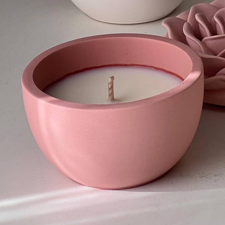Rose Soy Wax Candle in Jesmonite Jar: Handmade Scented Candle for wholesale by Estelle Studio