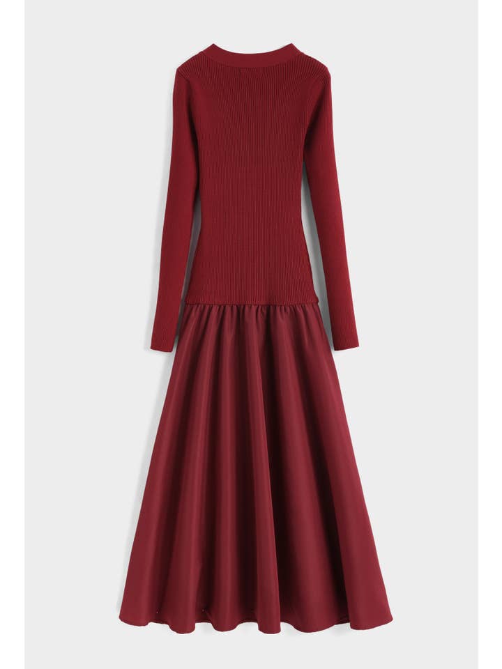 Chilli Girl Collection - Wholesale Dress - Women's - V-neck golden button patched maxi swing dress 3