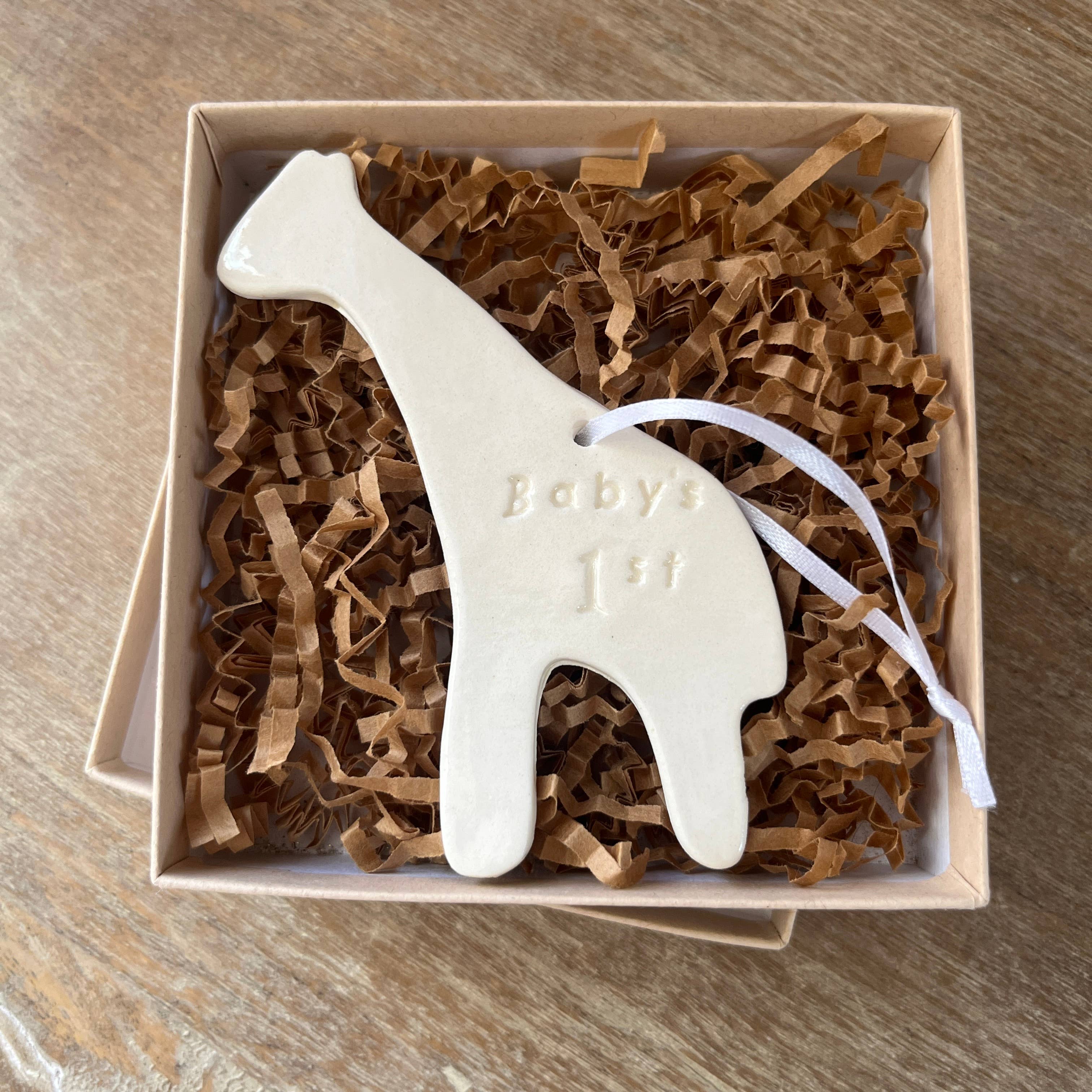 Chrissy Ann Ceramics - Wholesale Ornament - Baby First Christmas Giraffe Ornament  | Handmade Pottery 1