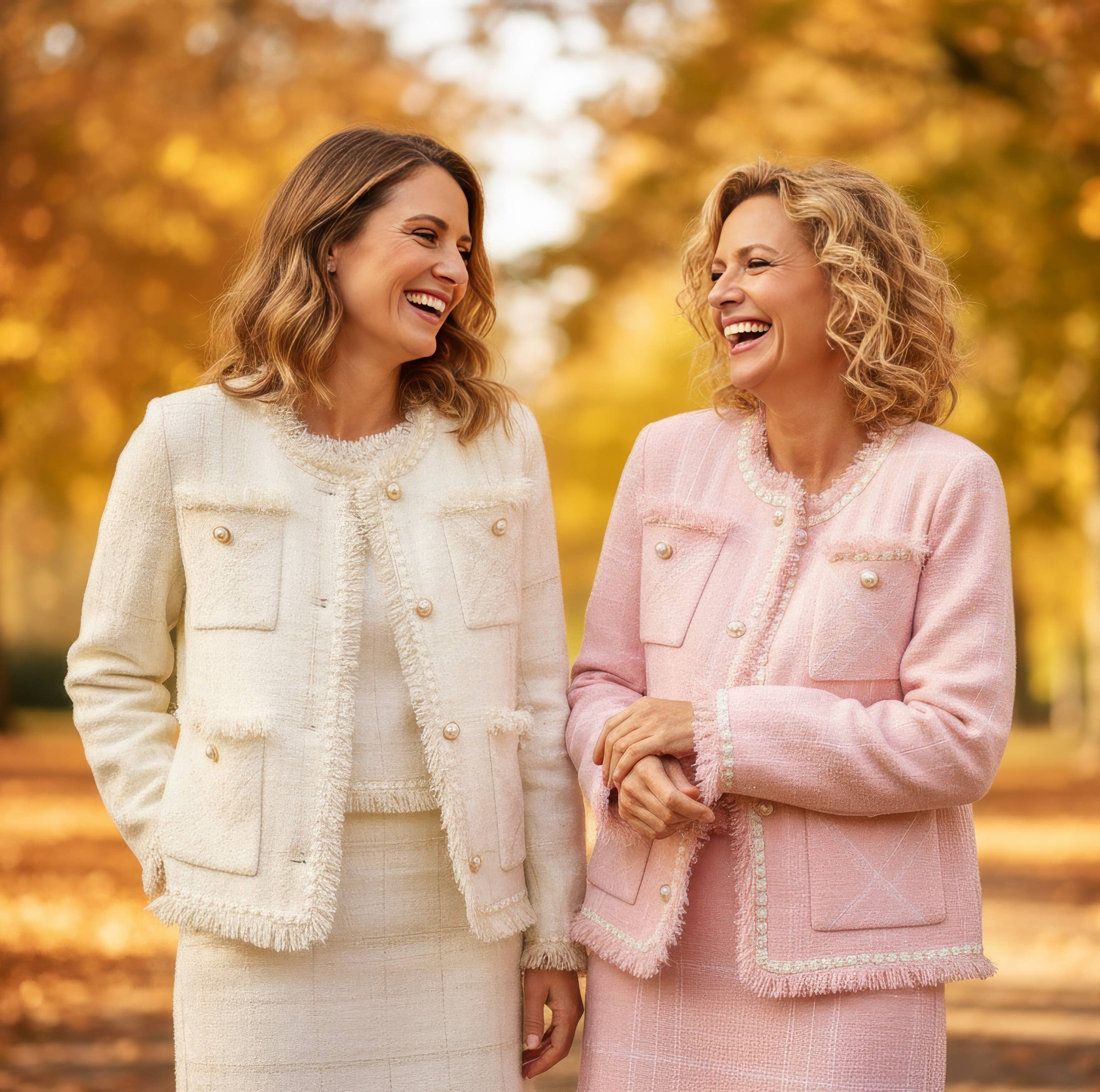 Kurt Muller – wholesale Top & skirt set – Women's – Boucle Pearl Ch Frayed Skirt Two Piece Coord Set1