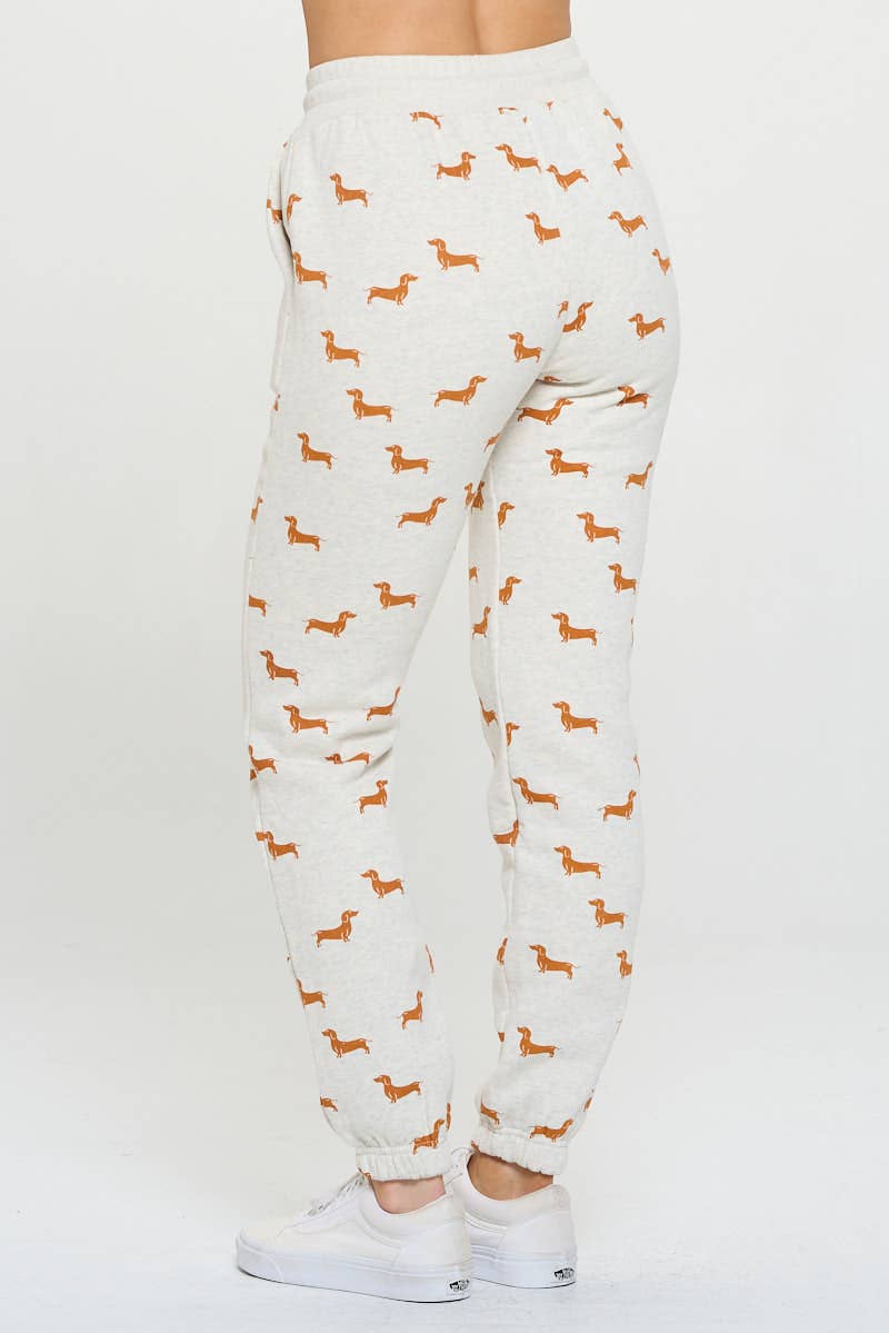 SM WARDROBE - Venta al por mayor Pantalones de chándal/cómodos - Mujer - PANTALONES DE CHÁNDAL CON ESTAMPADO DE PERRO MUSTARD WIENER4