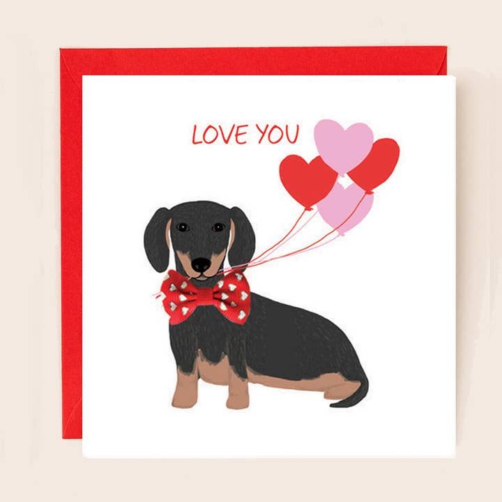 Carte de Saint-Valentin Je t'aime chien saucisse pour la vente par Apple & Clover