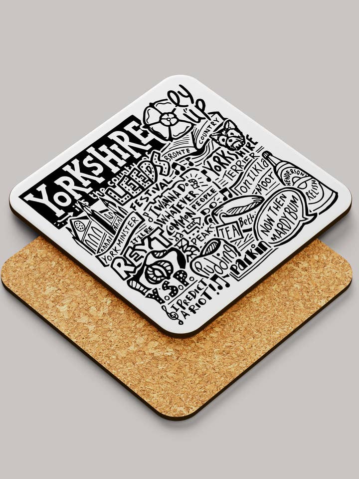 Yorkshire Landmarks Vierkante Onderzetter voor wholesale door Sketchbook Design