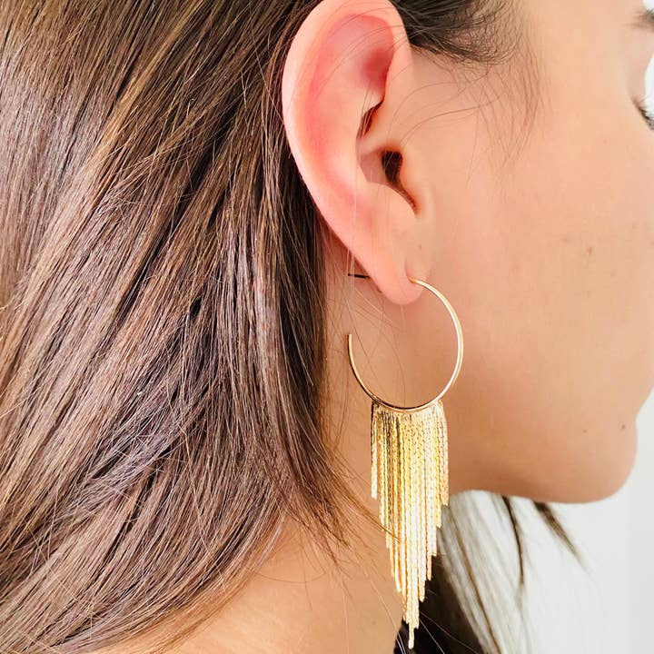 Housegoldjewelry - Wholesale Dangle Earrings - Gold Fringe Earrings, Dangle Earrings, Gold Tassel Earrings