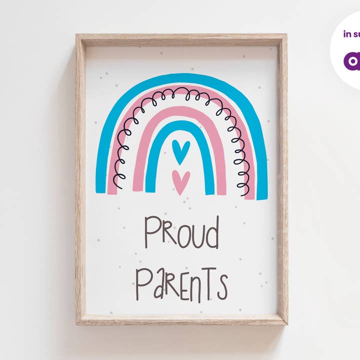 Proud Parents Trans Print | LGBTQ Parents | Inclusive Family for wholesale by Pig and Bear