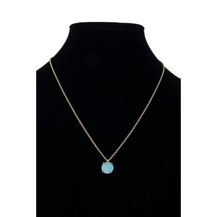 Bw Dalmatian Natural Stone Charm Necklace - Circle Charm for wholesale on Faire1