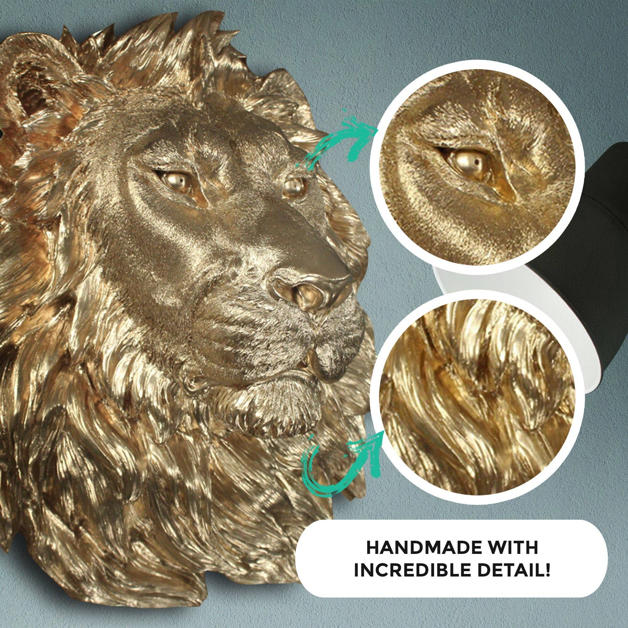 Gold The Saharan Large Lion Head Faux Taxidermy Single Color for wholesale on Faire6