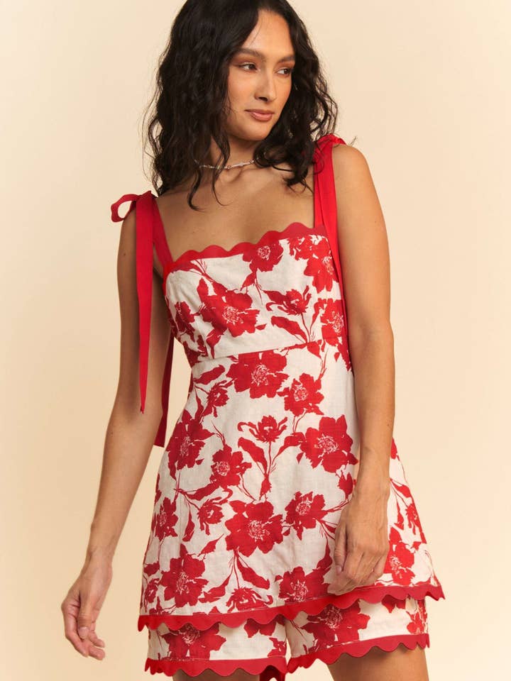 Davi & Dani - Wholesale Romper - Women's - PRINT SLEEVELESS ROMPER OVERALL ELASTIC SHOULDER13