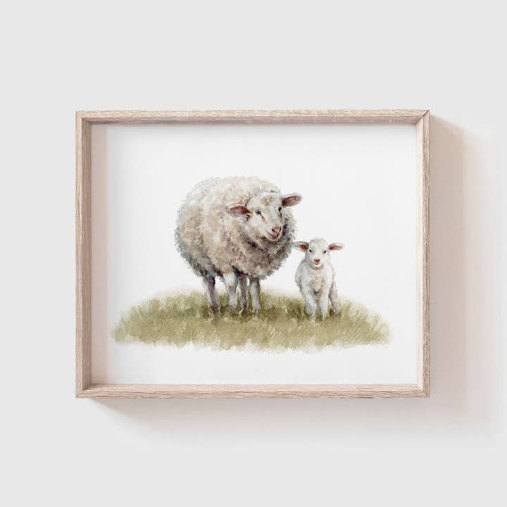 Sheep and Lamb Art Print for wholesale by Tabitha Paige