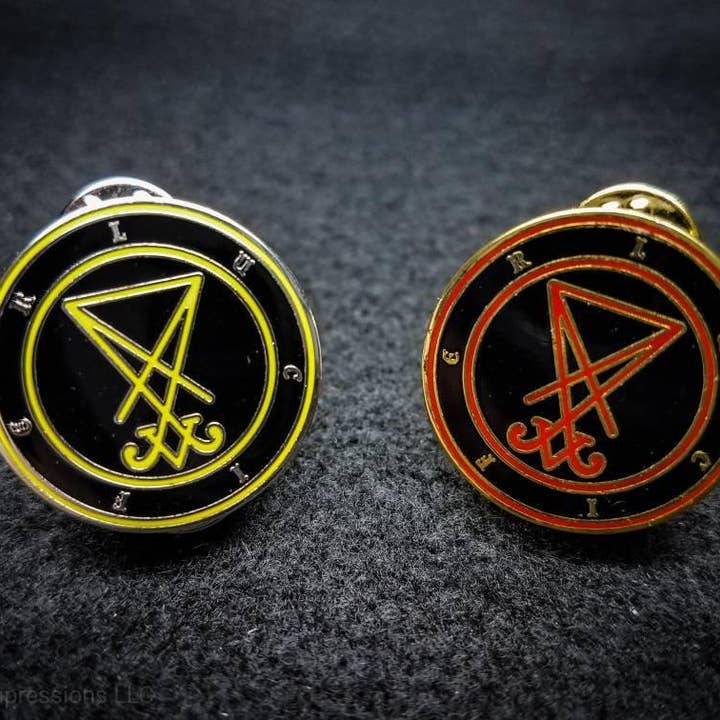 Lucifer Sigil Hard Enamel Pin for wholesale by Goetic Impressions